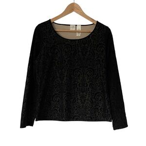 Emma James Burnout Velvet Floral Long Sleeve Whimsigoth Top